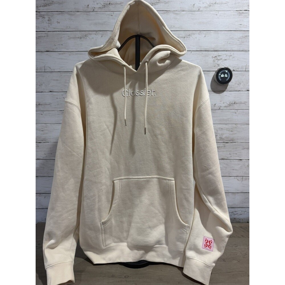 Glossier LIMITED EDITION Hoodie Embroidered Logo Cotton Fleece Unisex Large